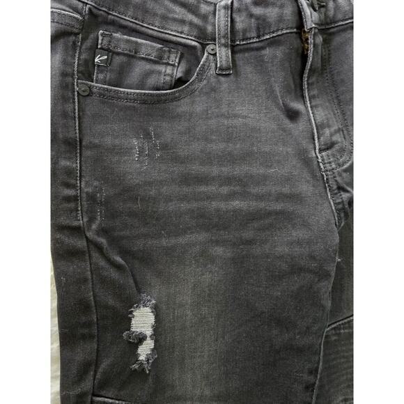 Kancan Wynne Moto Distressed Denim Stretch Black Jeans Size 11/29 Biker - Picture 13 of 13